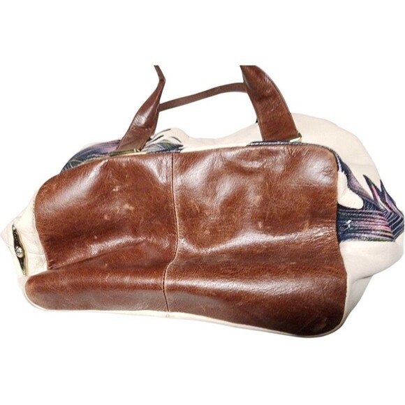 Elliott Lucca Handpainted Intreccio Peacock Leather Tote Bag - Picture 5 of 13